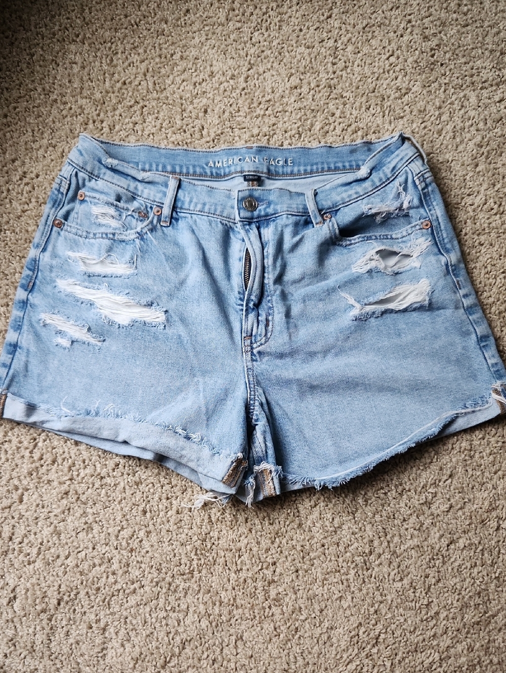American Eagle Outfitters Light Wash Distressed Denim Shorts